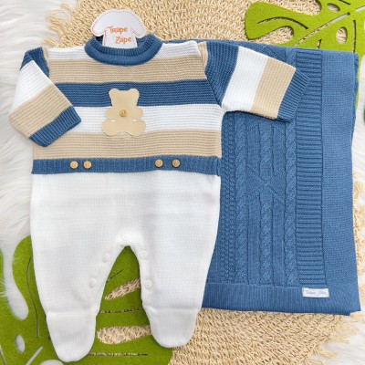  Saida maternidade Fernando - Azul Jeans e Bege